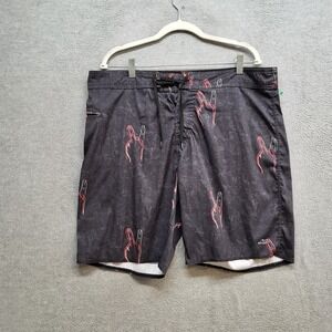 Lost‎ Men Shorts 38 Black Peace Sign Graphic Casual Approximately 10 inches